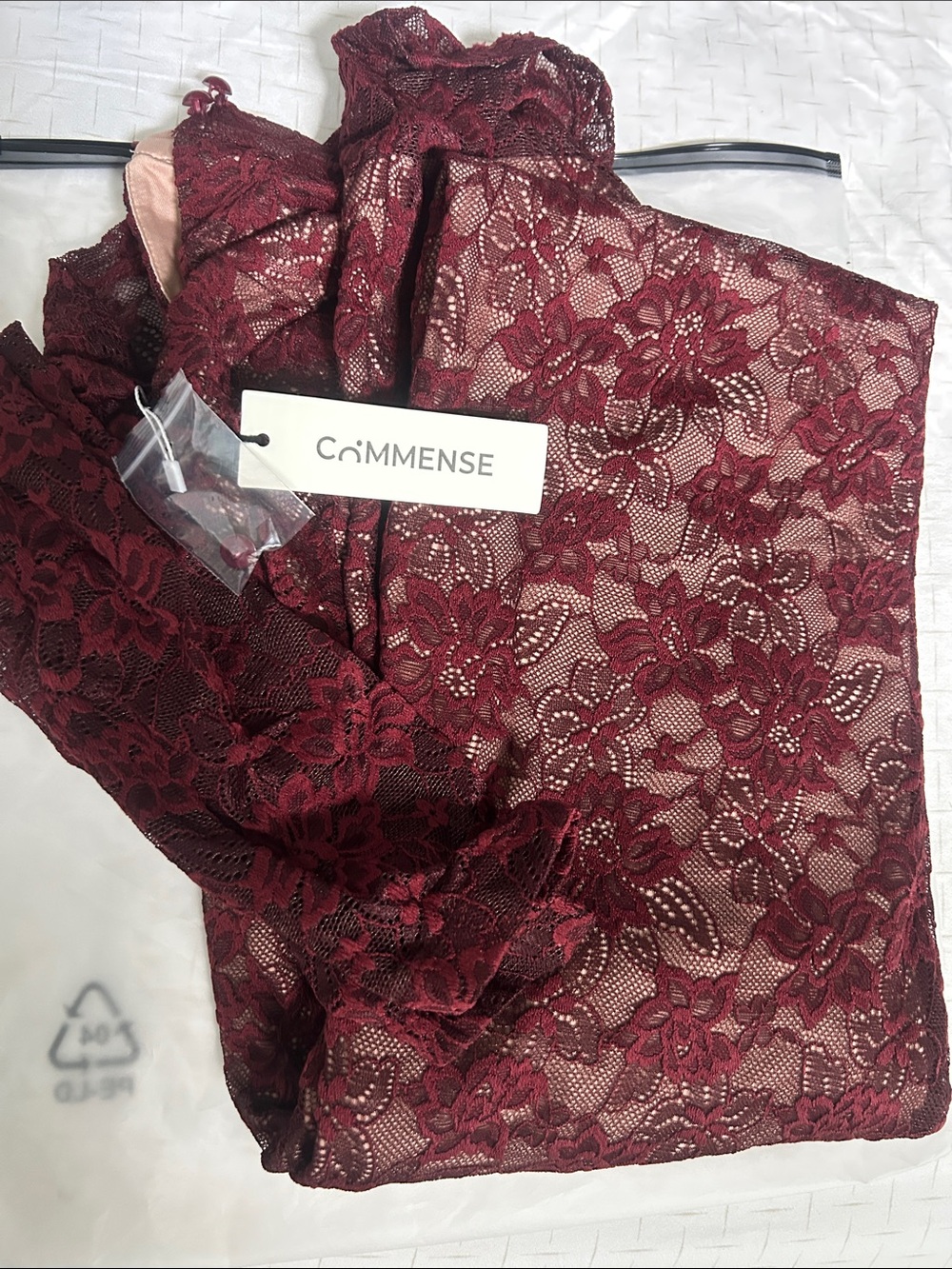 Commense Burgundy Lace Wedding Dress Overlay